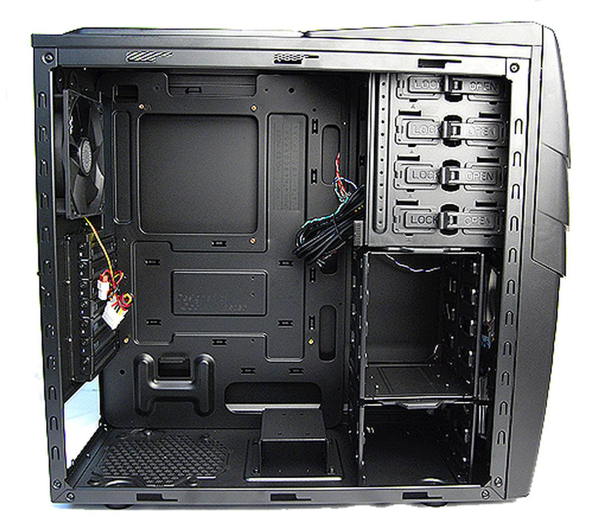 The interior layout is standard fare and note also the cut-outs for easy installation of aftermarket CPU coolers and cable management.