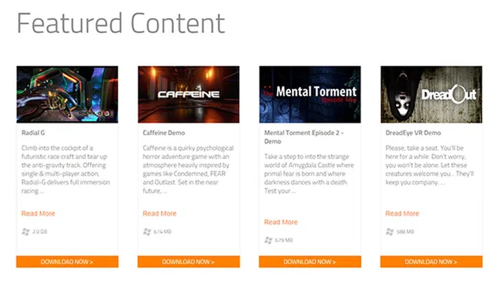 The new content discovery platform features a curated selection of VR content.
