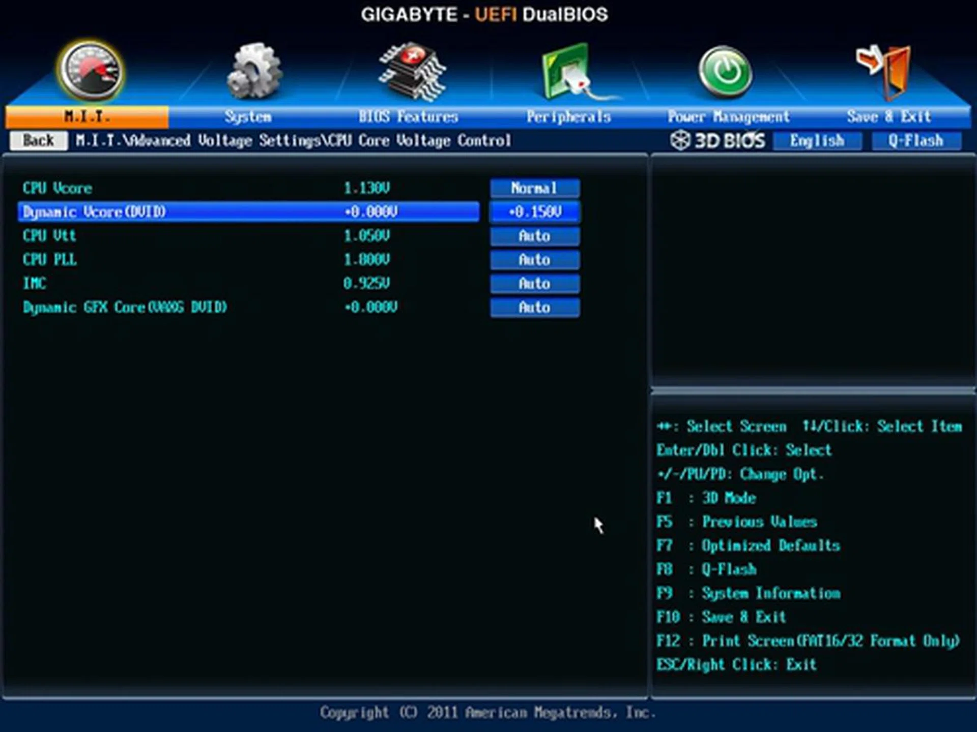 The Dynamic Vcore's value was changed to a positive offset voltage of 0.150V from its default value of zerio.