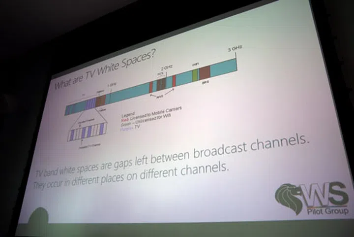 Here's a graphical representation of what TV White Spaces is. In a nutshell, they are unused TV broadcast bands which can be tapped for alternate wireless broadband services.  
