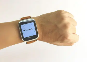 The ZenWatch has a square display, but the bezels around it are rounded, softening its appearance. 