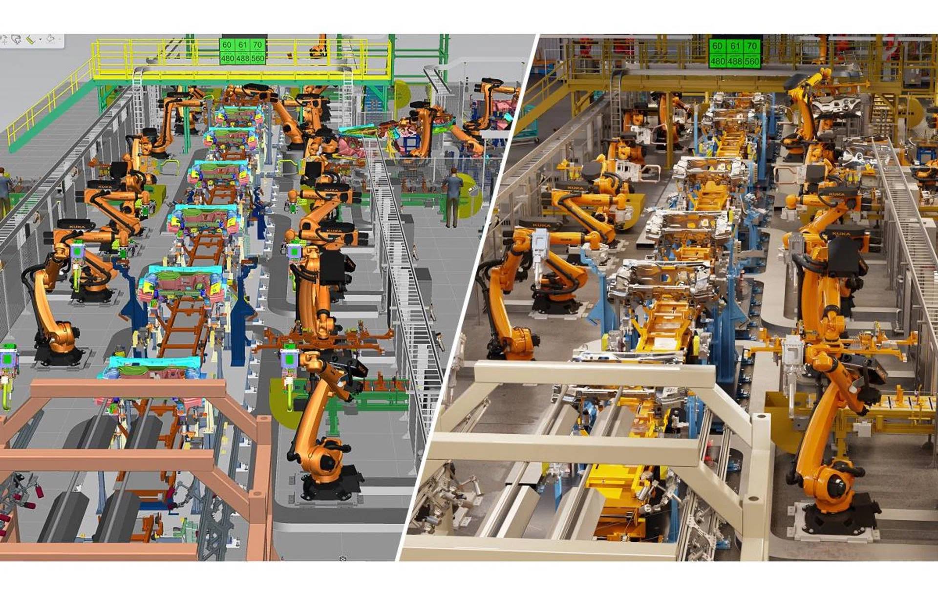 Siemens created a digital twin of a factory. Image source: NVIDIA. 