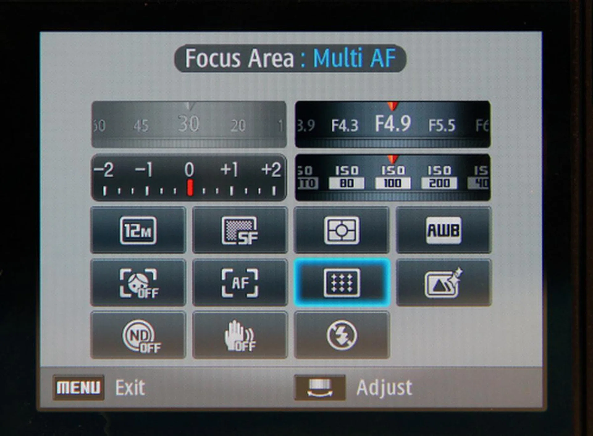 The Fn button brings up a list of settings without having to navigate to their individual sub-menus.