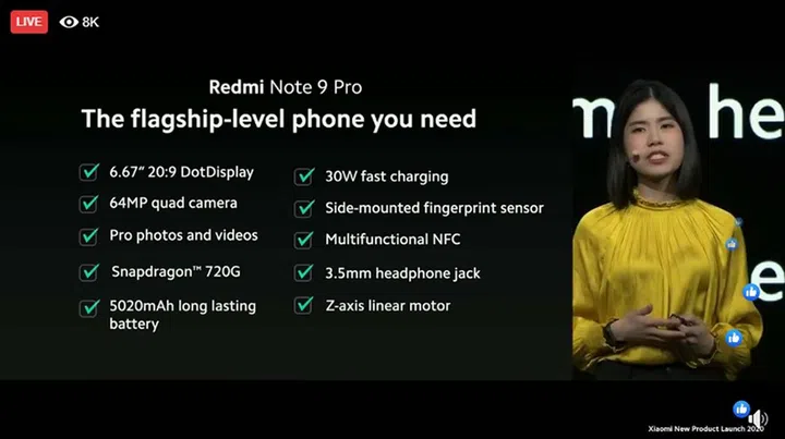 Overview of Redmi Note 9 Pro features.