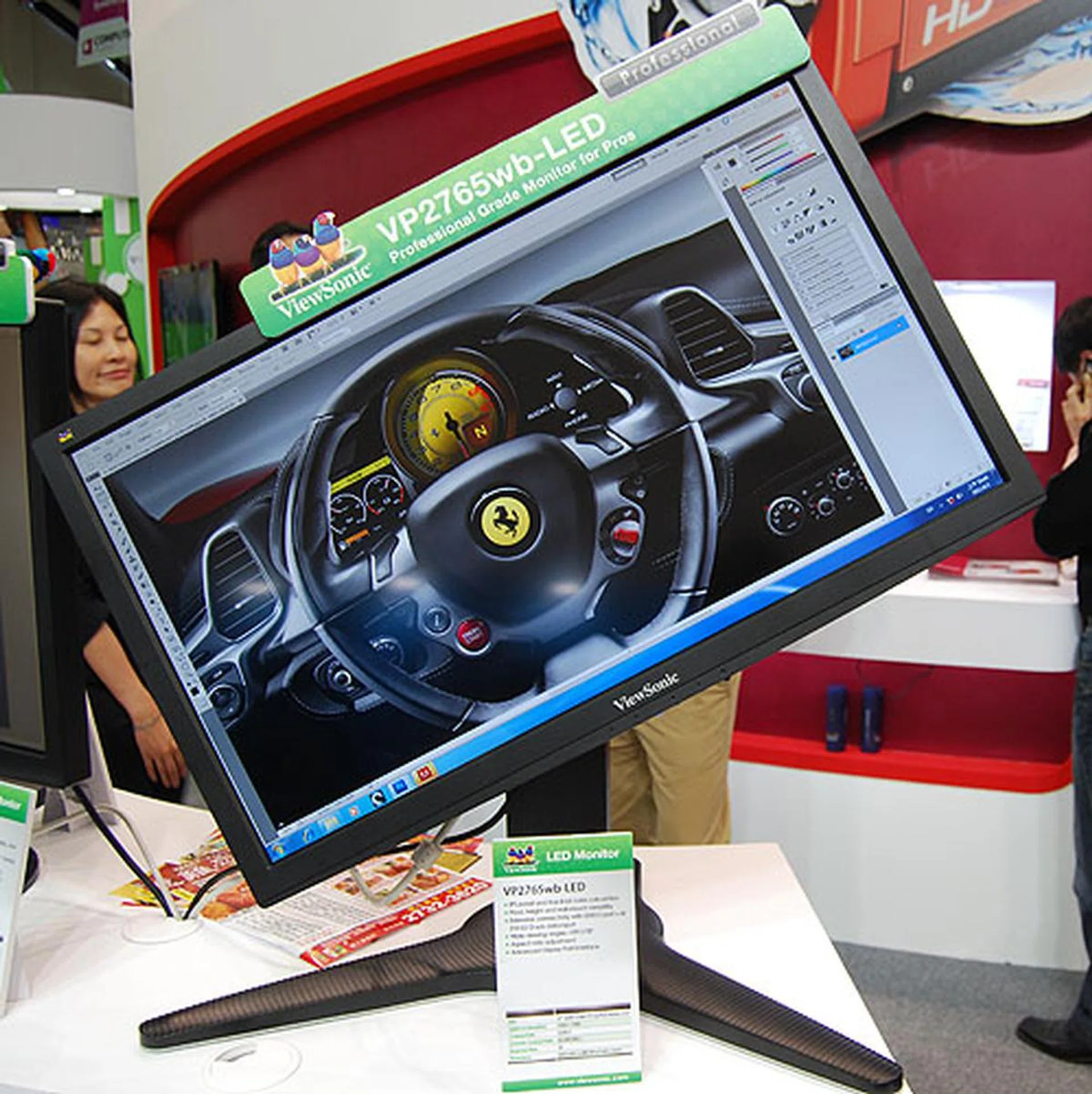 This ViewSonic VP2765wb-LED has an IPS panel with true 8-bit color that professional users demand. As you can see, it has quite a range of adjustments, including pivot and height adjustments. It also comes with a DisplayPort interface along with four USB 2.0 ports and DVI inputs. 