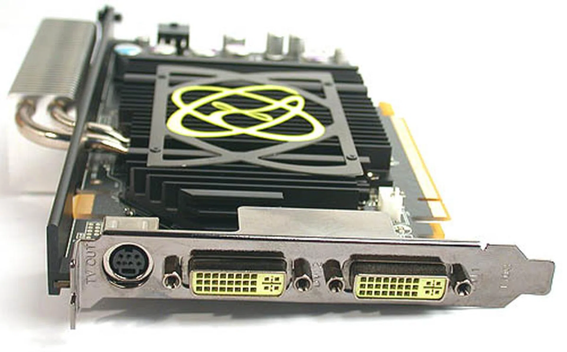 These DVI outputs are in XFX's trademark lime green and most importantly, are certified HDCP ready. 