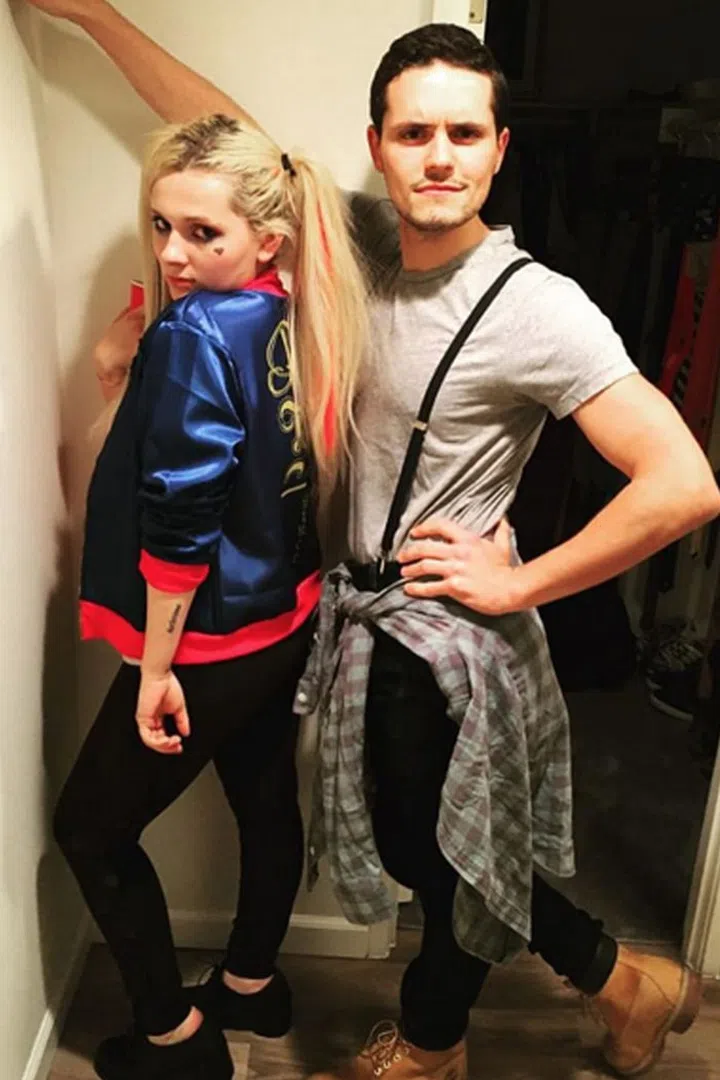 The pair dressed as Harley Quinn and a lumberjack.