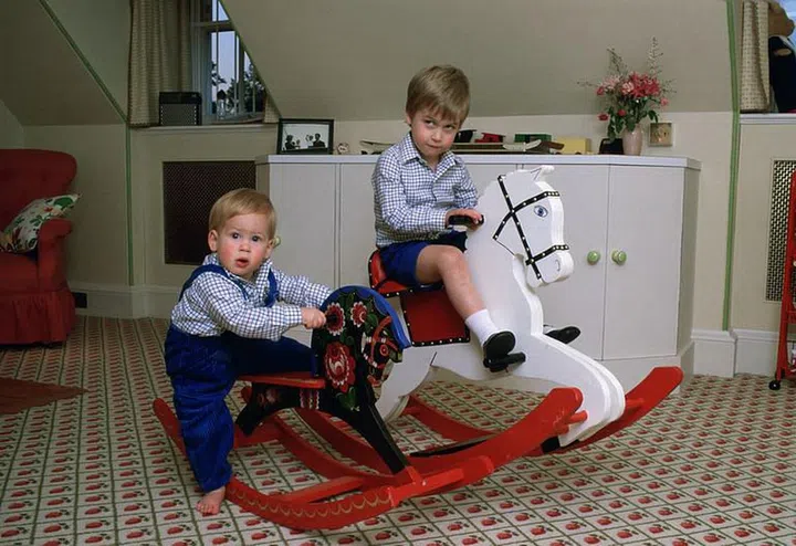 The royals continued their family photoshoot as they played together on rocking horses in their palace playroom.
Photo: Getty 