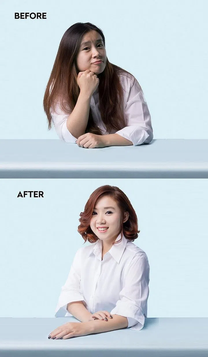 Designed by: Associate Salon Director of Chez Vous, Oscar Lee. Services: Cut, Amplified Treatment K-Perm, Base Colour Customisation. Model: Luanne (Photo: Chez Vous)
