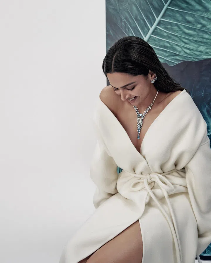 Deepika Padukone wears the Panthère Givrée necklace and matching earrings