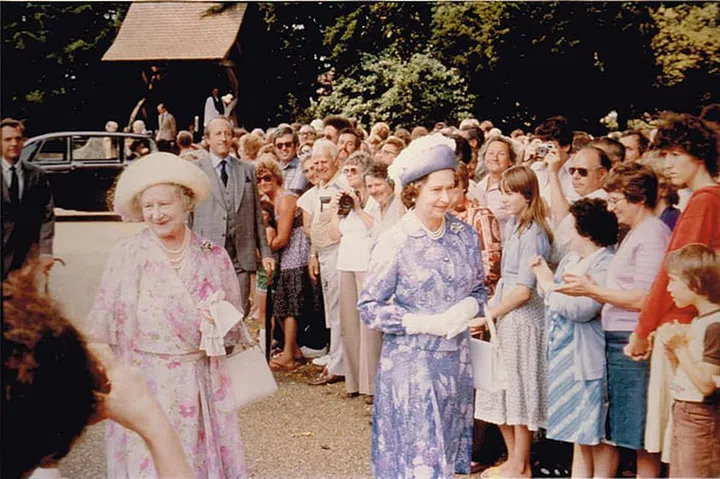 Taken in 1980 outside Sandringham Church by John Cole.
