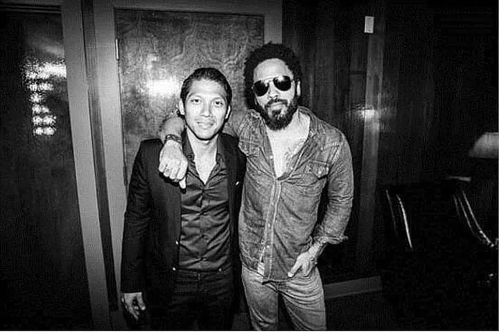 Mr Robbie Antonio with his friend Lenny Kravitz at the Art Basel Miami Beach show in 2015. Photo: Instagram