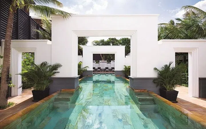 Enjoy a dip in the unique saltwater lap pool