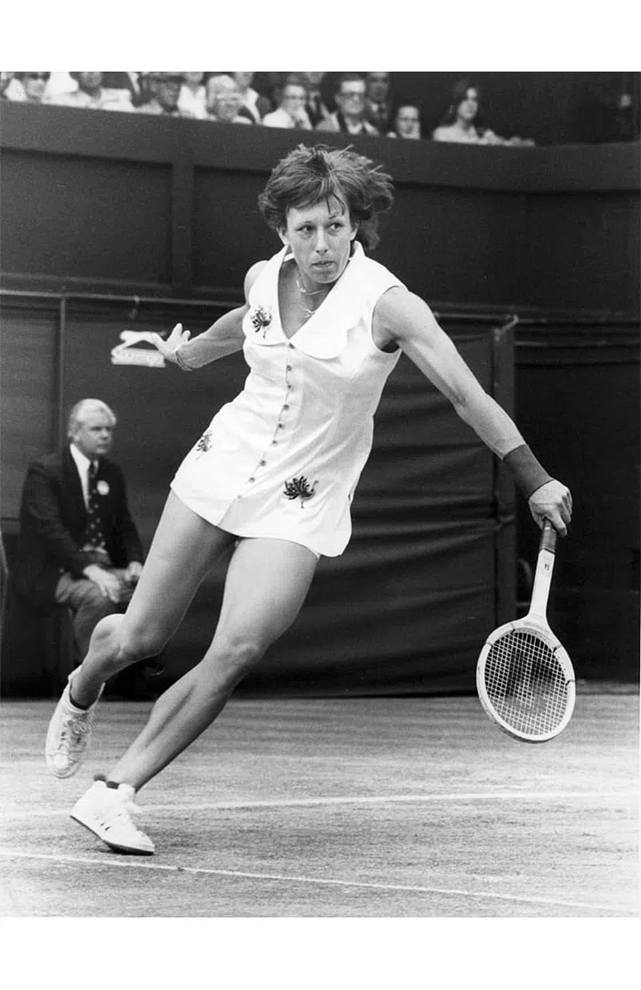 Martina Navratilova in action against Rosemary Casals in the 3rd round of the Wimbledon grass court championships. Photo: Getty