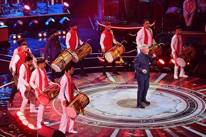 Sir Tom Jones performing at the Royal Albert Hall for the Queen's birthday.