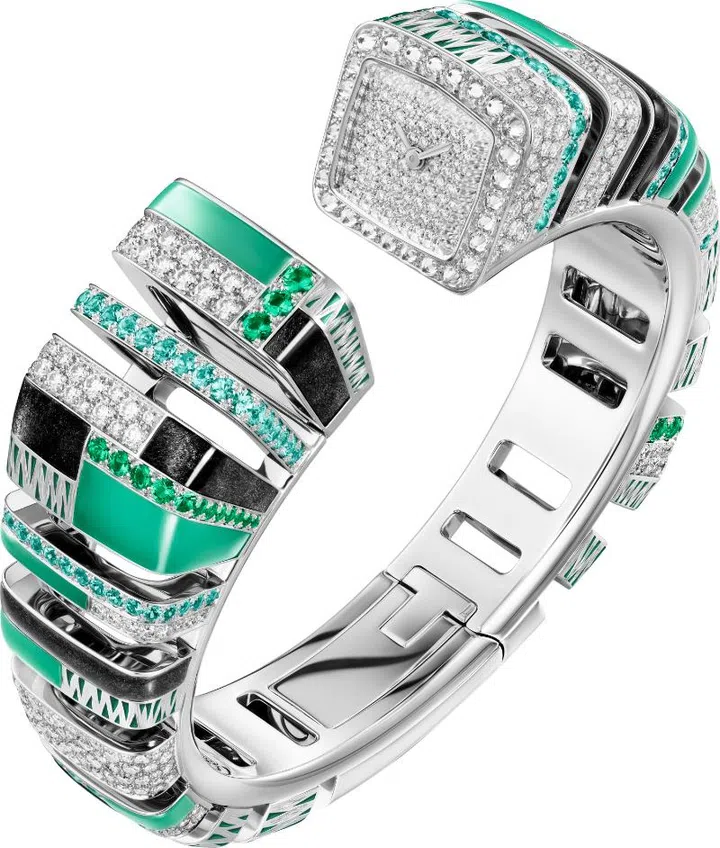 Reflection de Cartier watch white gold chrysoprase obsidian emeralds diamonds gift guide Christmas 2024