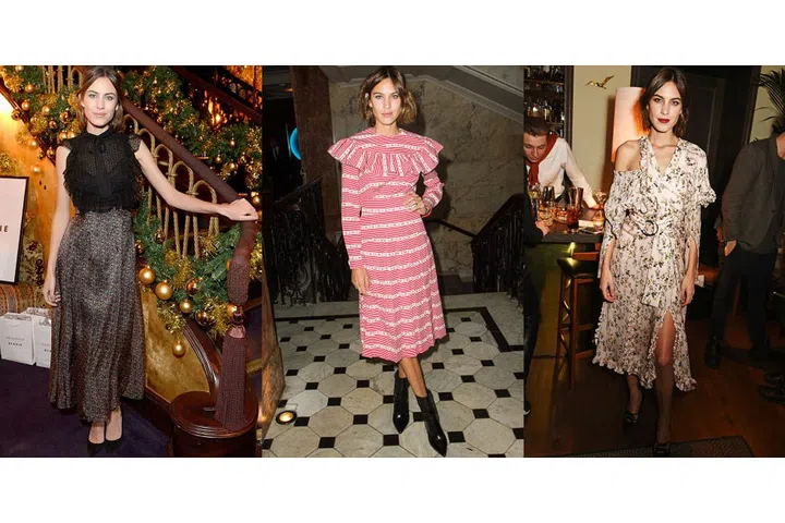 Alexa Chung rarely met a ruffle she didn't like — wearing the feminine flair on dresses and tops for added interest. Photo: Getty