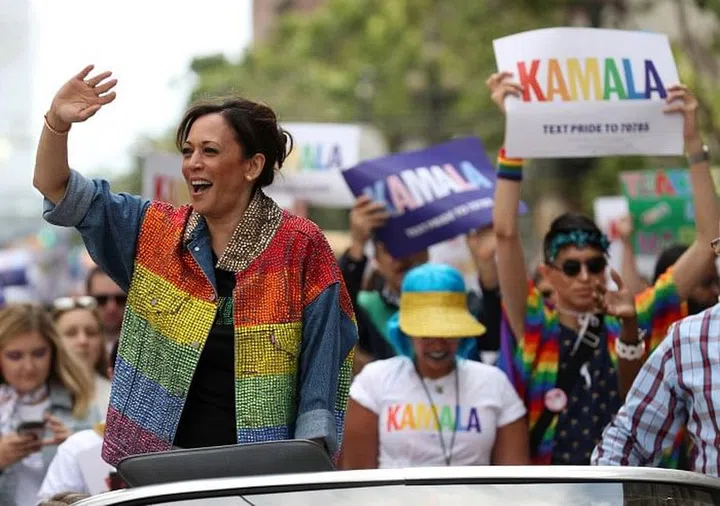 Kamala Harris at SF Pride Parade on June 30, 2019 in San Francisco, California.

Photo: Getty
