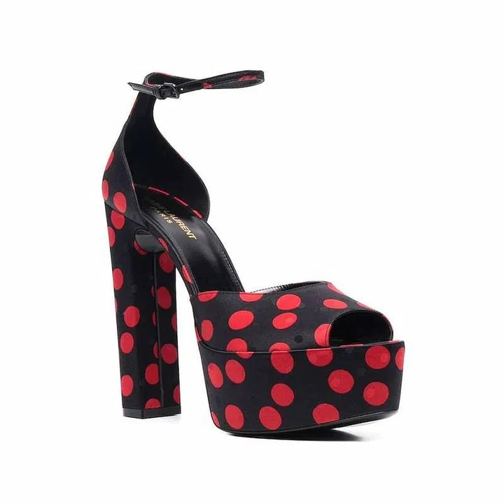 Polka-Dot Satin Pumps, $1,311, Saint Laurent at Farfetch
