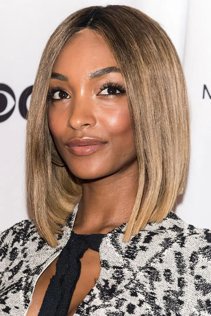 A slight curve makes Jourdan Dunn's blunt bob a little less severe.