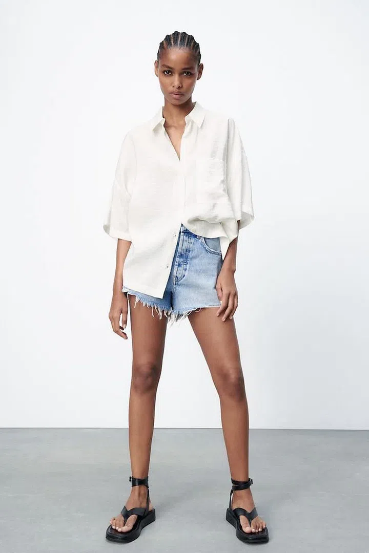 Oversize Collared Shirt With Short Sleeves, $55.90, Zara (Photo: Zara)