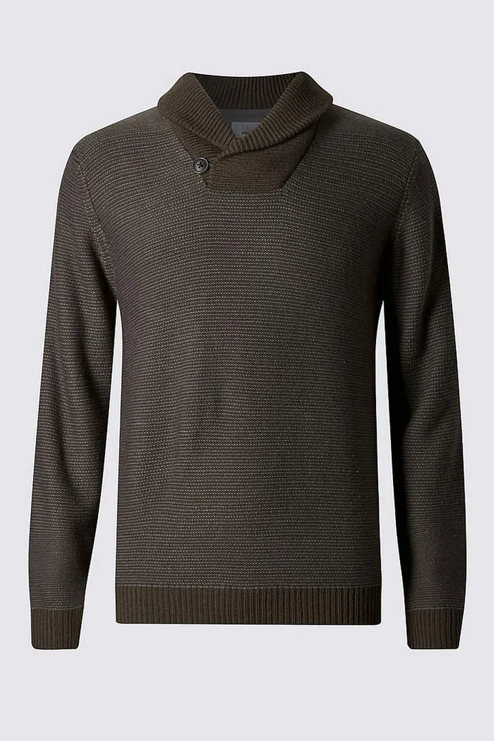 Long Sleeve Shawl Button Neck Jumper, $79.90