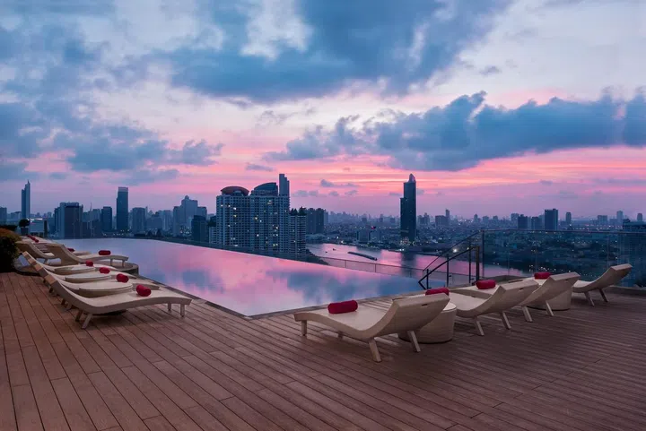 View from Avani+ Riverside Bangkok Hotel's infinity pool on the rooftop. Photo: Courtesy