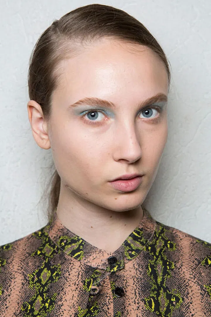A sheer wash of robin's egg blue backstage at Rachel Comey.