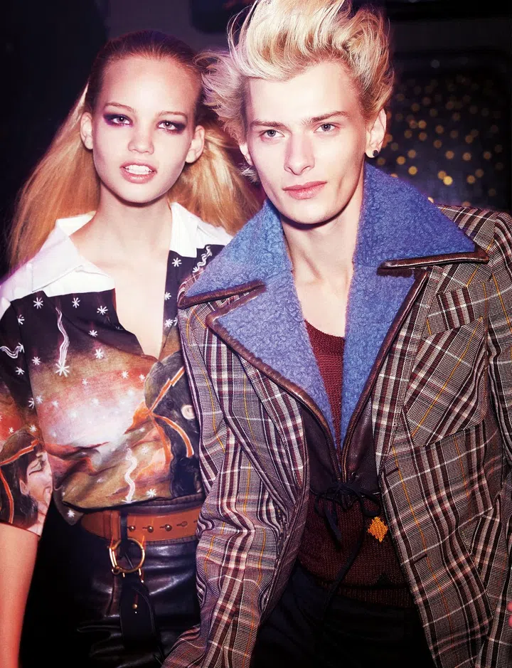 From left: Shirt; skirt; belt, Prada. Coat; jumper; pants, Prada