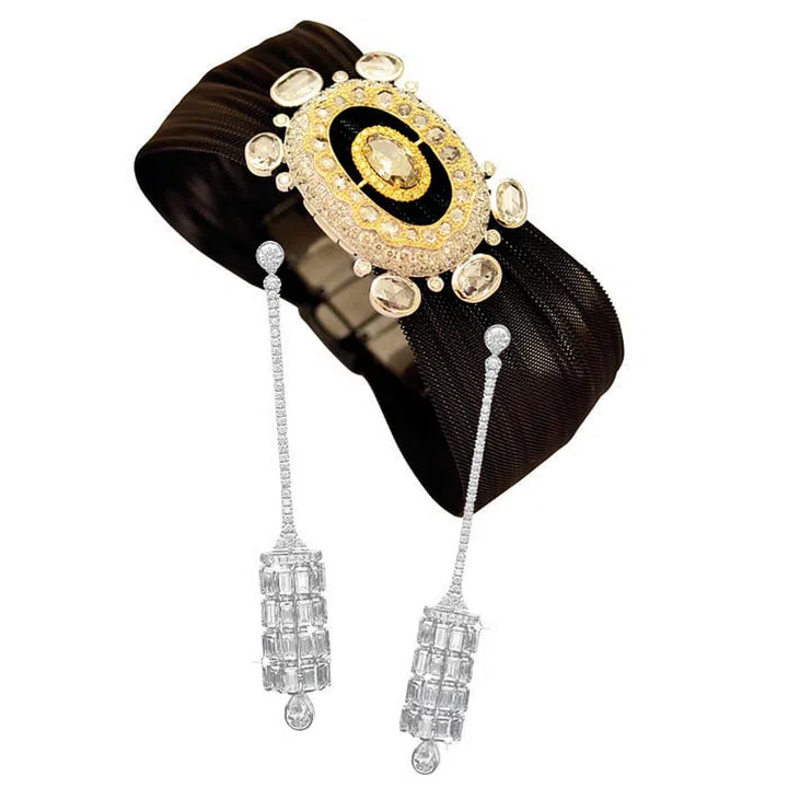One of Singapore and Hong
Kong’s leading specialised
jewellers, DeFRED Jewellers has long been the society set’s go-to creator of customised jewellery. Helming both the business and design departments, founder Fred Ho has an astute eye for the extraordinary, creating one-off
pieces with stones bold enough to stop traffic. (Golden Flakes convertible brooch and bangle; Ring The Bell earrings,
DeFRED Jewellers)