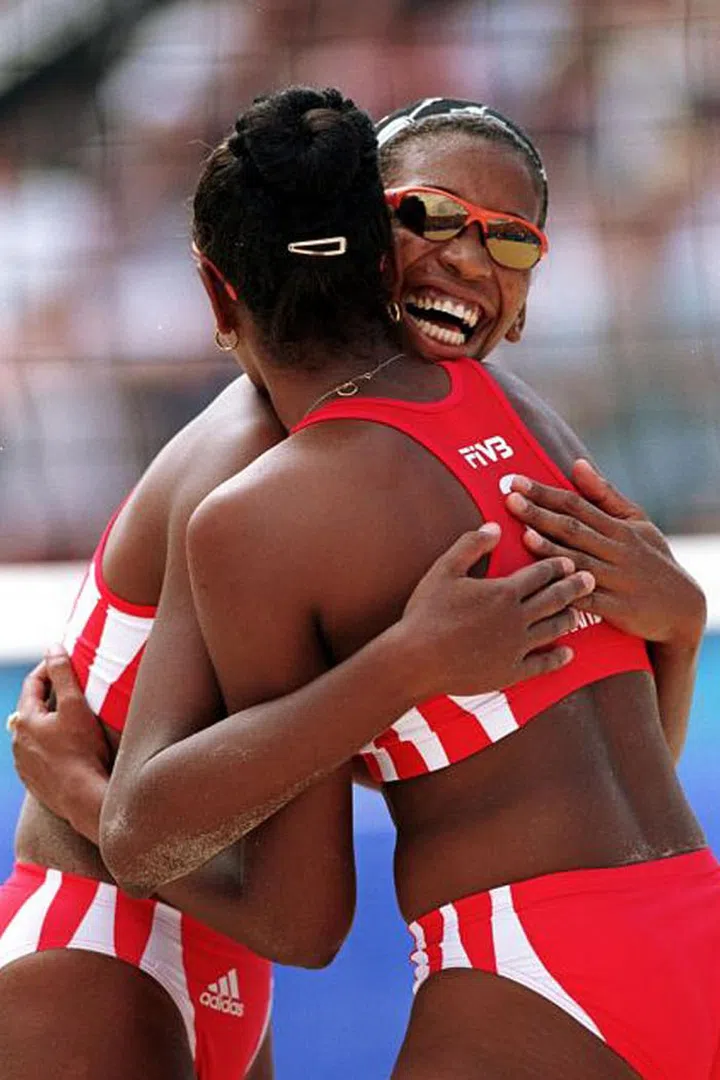 The Cuban team in the women's beach volleyball final of the games in Sydney, Australia. Photo: Getty