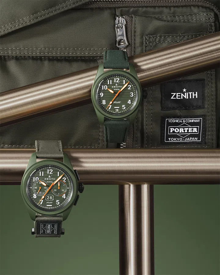 zenith pilot watch collaboration porter bags