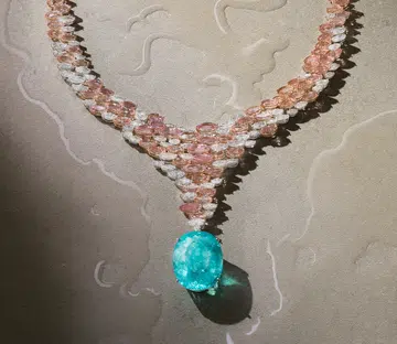 coloured gemstone jewellery trend 2026 | damiani high jewellery necklace padparadscha sapphire paraiba tourmaline