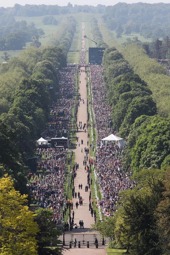 The view along the Long Walk as spectators gather ahead of the wedding 