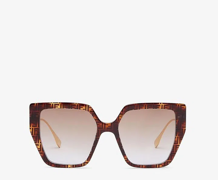 Baguette FF Havana Acetate And Metal Sunglasses, $530, Fendi