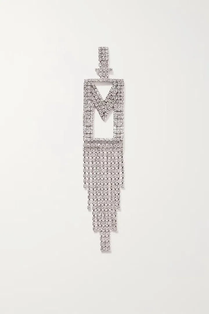 Alphabet Rhodium-Plated Crystal Single Earring, $180, Retrofête at Net-a-Porter