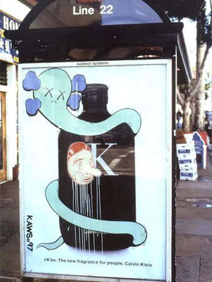 Bendy over a Calvin Klein perfume ad. Courtesy
