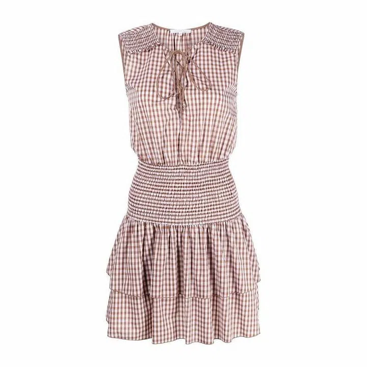 Gingham-Print Smocked Mini Dress, $312, Patrizia Pepe at Farfetch