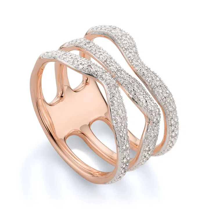 Riva Diamond Wave Triple Ring, Monica Vinader
