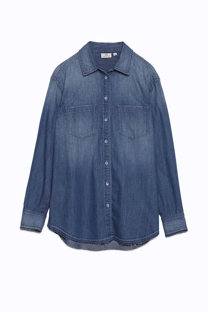 There is no easier way to dress down an outfit than with a denim shirt. Wear with a leather mini skirt and boots for a day-to-night look, or keep the look pared back and team with a white T-shirt and black skinnies.
Denim shirt, £210, AG Jeans