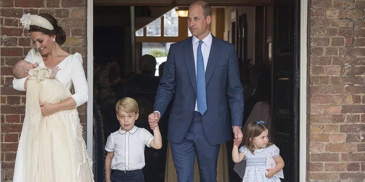 The family of five were seen leaving the church after the christening. Photo: Getty