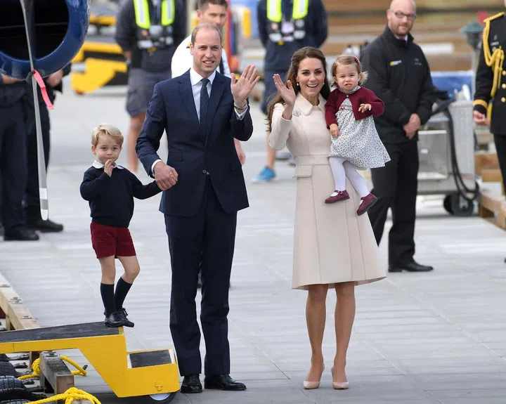 The Royal family waves good-bye as they depart on the final day of the tour. Photo: Getty