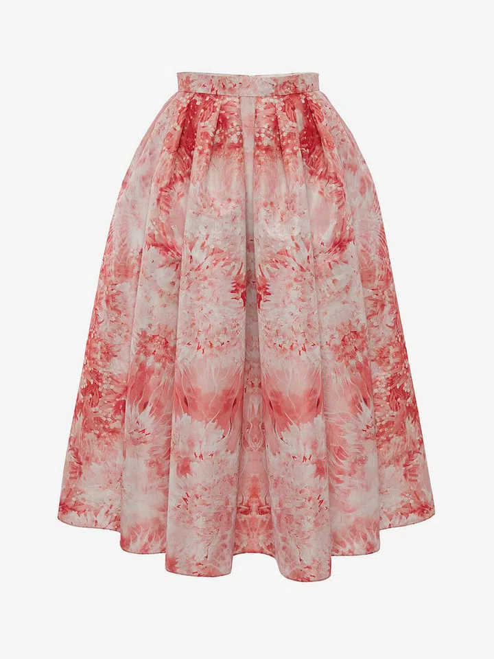 Sea Coral Pleated Midi Skirt in Coral, $2,100, Alexander McQueen
