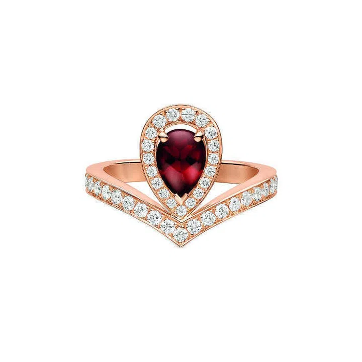 Pink gold, pyrope garnet and diamond, $9,900