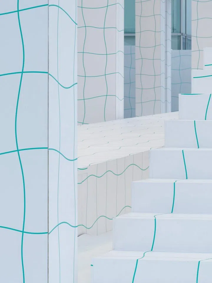 Designed by Japanese multidisciplinary artist Yoshirotten, the venue featured a wavy check grid. Photo: Koji Hirano