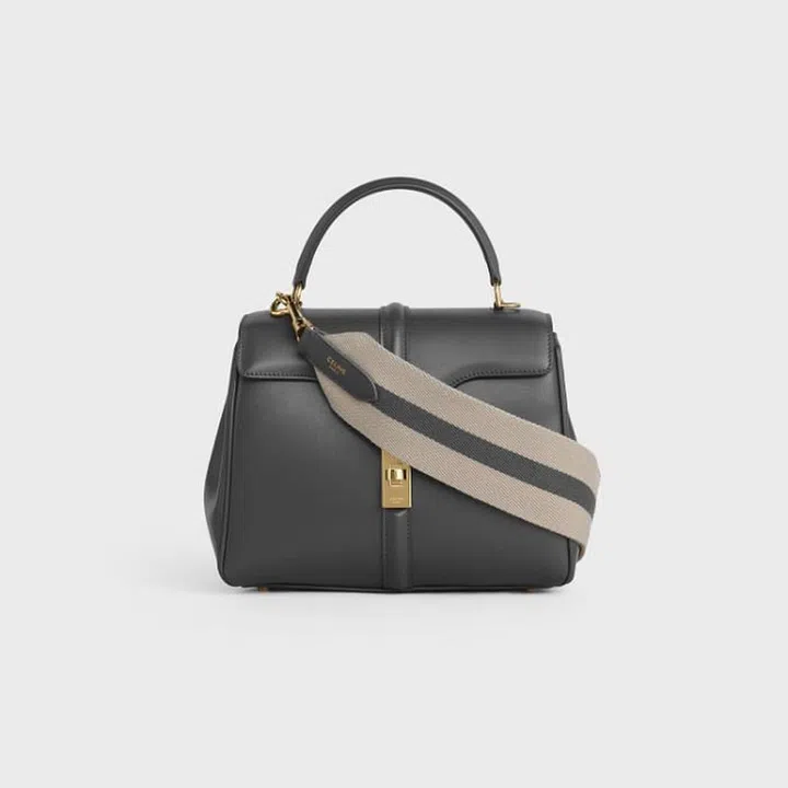 Celine Small 16 Bag in Satinated Calfskin & 16 Strap in Grey
