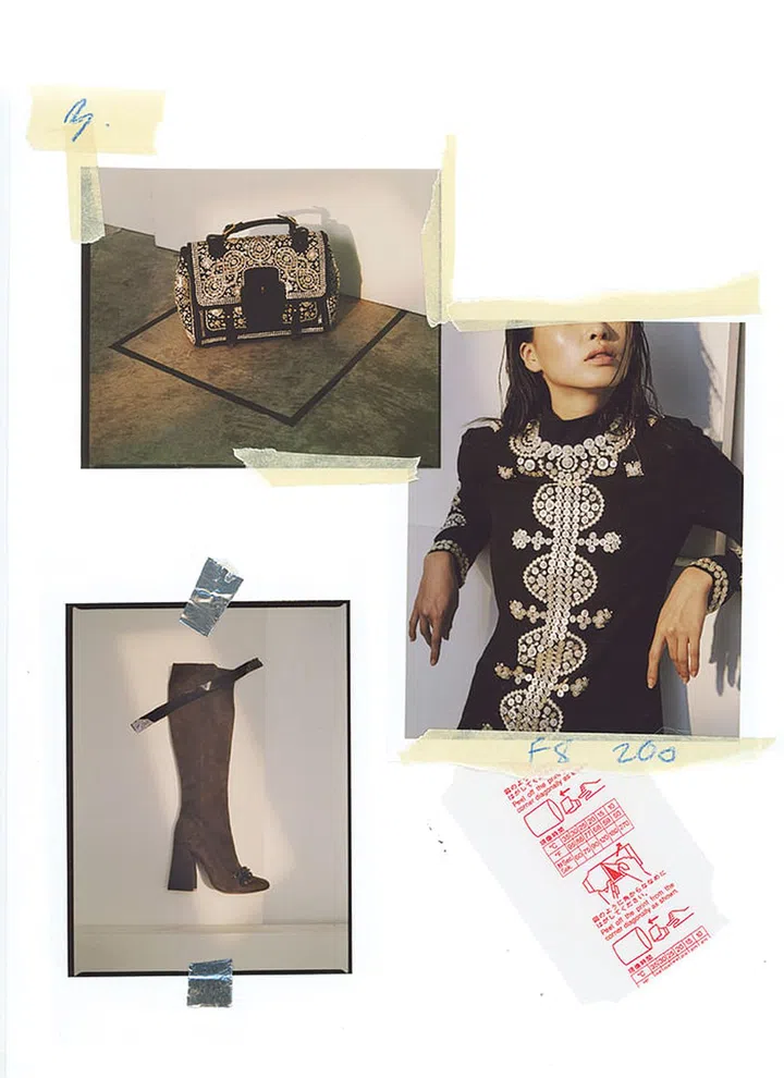 From top: Bag; dress; boot