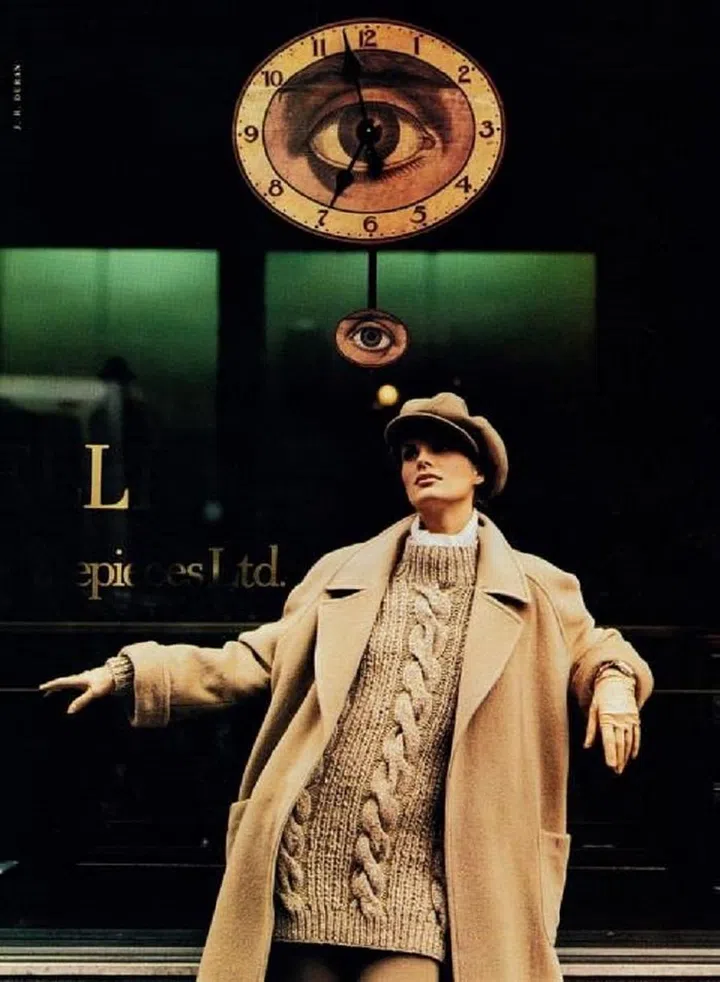 A model poses in luxe monochromatic camel in a 1992 editorial. 