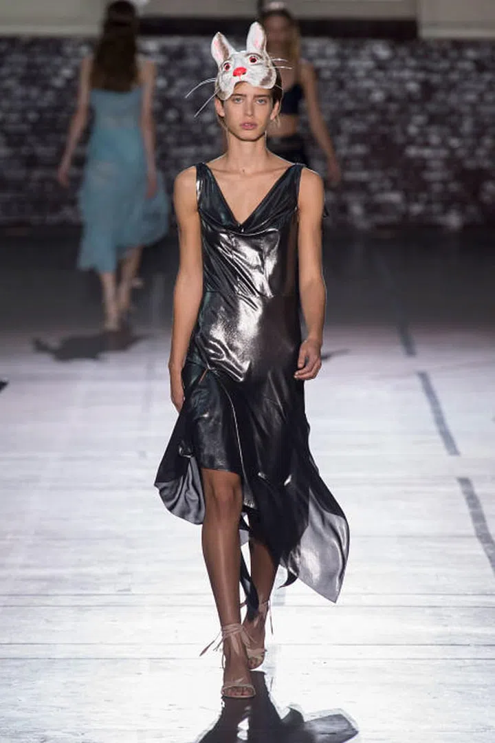 Wear a slinky evening dress, beautiful heels and a scary animal mask on your head – you'll be channelling John Galliano's spring collection in no time.
