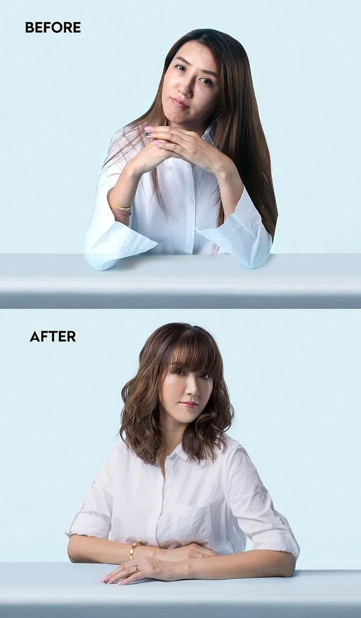 Designed by: Salon Director of Chez Vous, Serene Tan. Services: Cut; Base Colour and Highlights Customisation; Cold Perm. Model: Katie (Photo: Chez Vous)